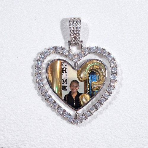 3D Spinning 2-Faced Heart Custom Picture Pendant