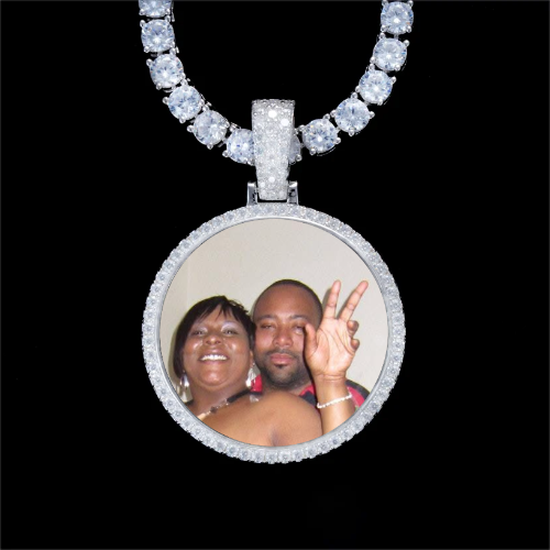 925S & VVS Moissanite 3D Circle Custom Picture Pendant