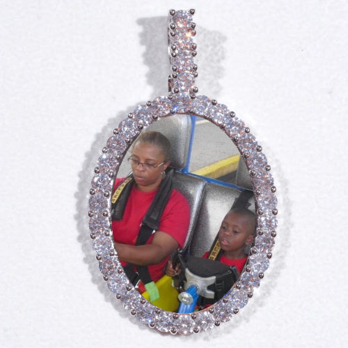 Large 3D Oval Custom Picture Pendant