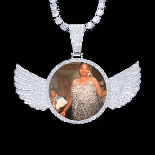 925S & VVS Moissanite 3D Wing Custom Picture Pendant