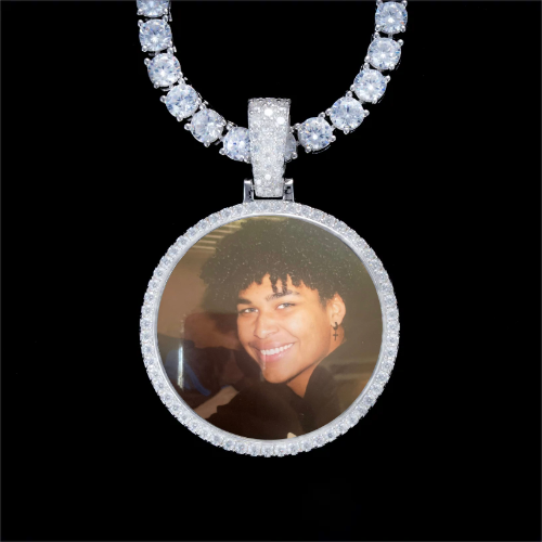 925S & VVS Moissanite 3D Circle Custom Picture Pendant
