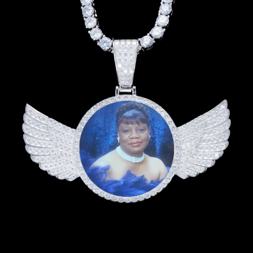 925S & VVS Moissanite 3D Wing Custom Picture Pendant
