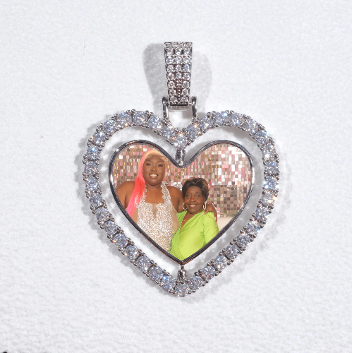 3D Spinning 2-Faced Heart Custom Picture Pendant