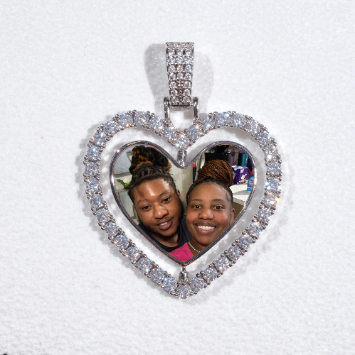 3D Spinning 2-Faced Heart Custom Picture Pendant
