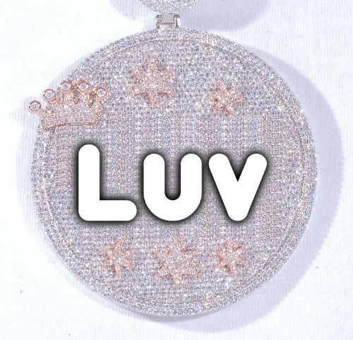 CUSTOM LETTER NECKLACE 3D BIG CROWN DISC