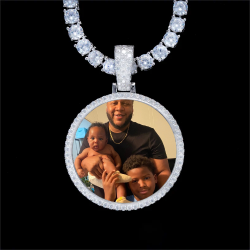 925S & VVS Moissanite 3D Circle Custom Picture Pendant