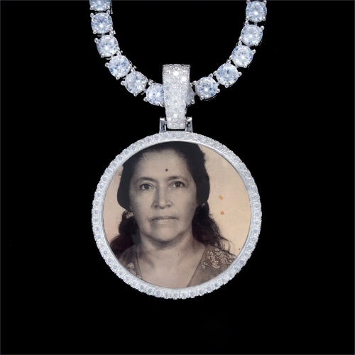 925S & VVS Moissanite 3D Circle Custom Picture Pendant