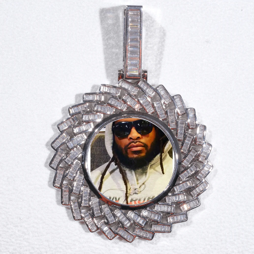 Large 3D Baguette Custom Picture Pendant