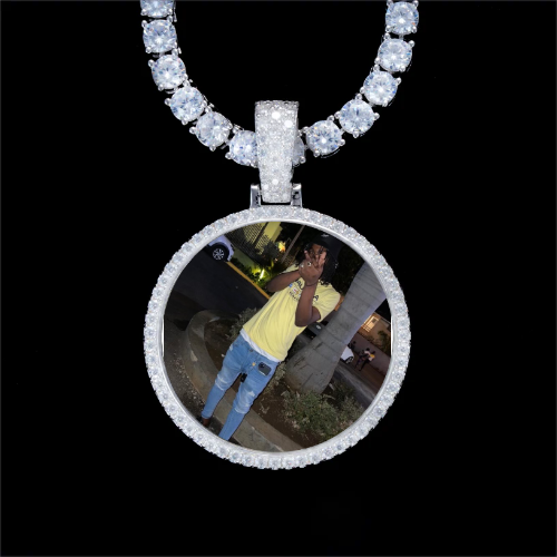925S & VVS Moissanite 3D Circle Custom Picture Pendant