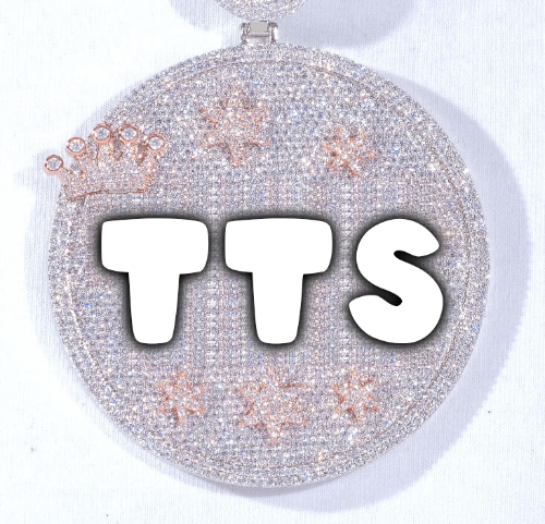 CUSTOM LETTER NECKLACE 3D BIG CROWN DISC