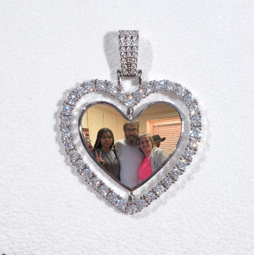 3D Spinning 2-Faced Heart Custom Picture Pendant