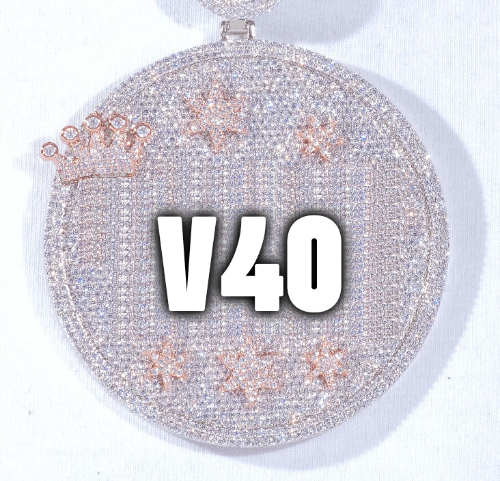 CUSTOM LETTER NECKLACE 3D BIG CROWN DISC