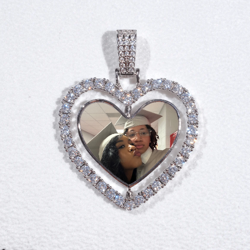 3D Spinning 2-Faced Heart Custom Picture Pendant