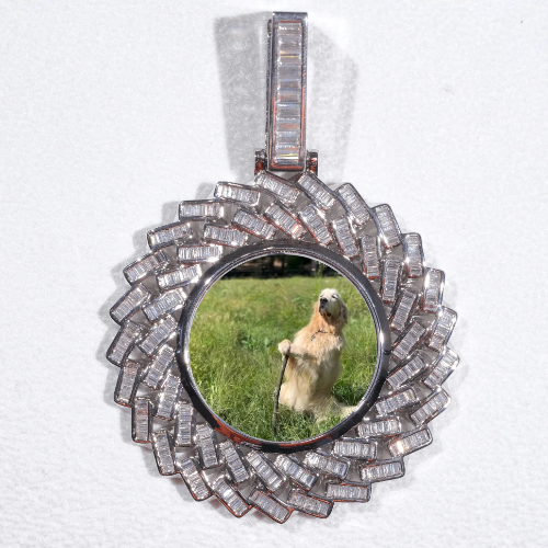 Large 3D Baguette Custom Picture Pendant
