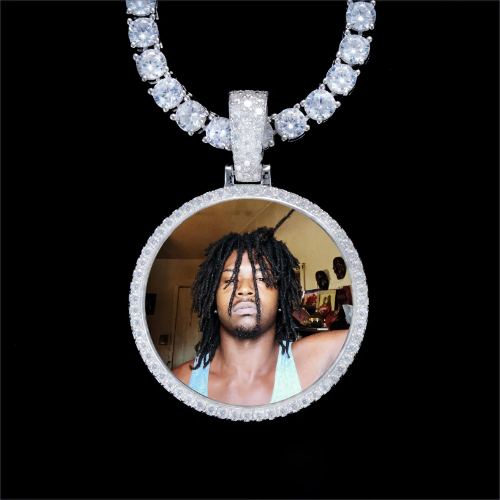 925S & VVS Moissanite 3D Circle Custom Picture Pendant