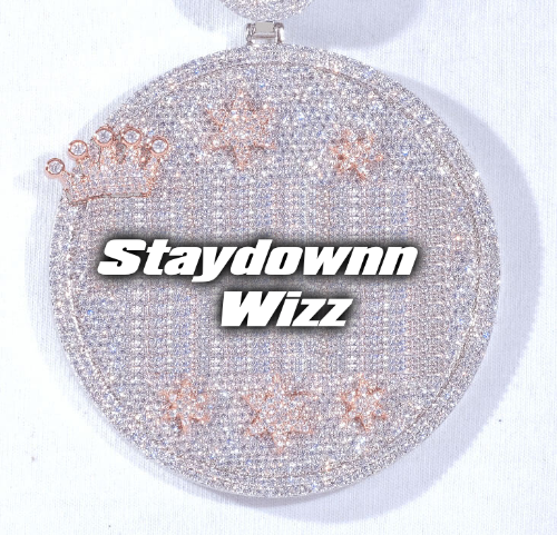 CUSTOM LETTER NECKLACE 3D BIG CROWN DISC