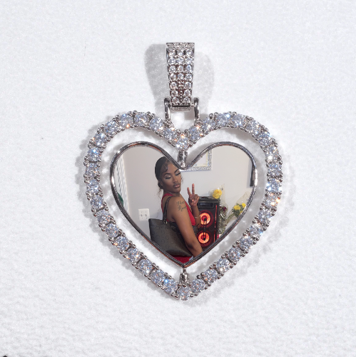 3D Spinning 2-Faced Heart Custom Picture Pendant