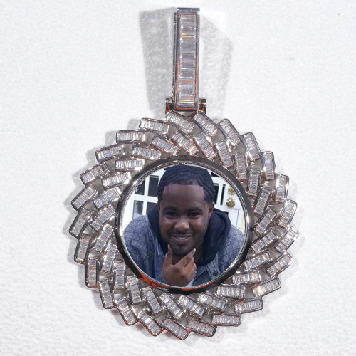 Large 3D Baguette Custom Picture Pendant