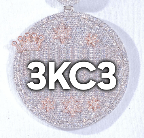 CUSTOM LETTER NECKLACE 3D BIG CROWN DISC