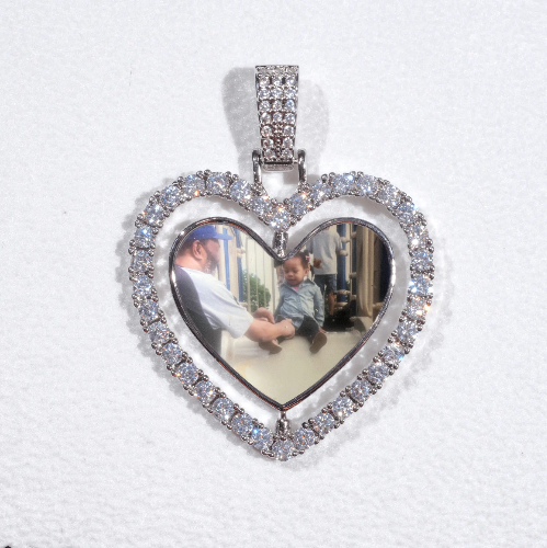 3D Spinning 2-Faced Heart Custom Picture Pendant