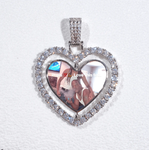 3D Spinning 2-Faced Heart Custom Picture Pendant