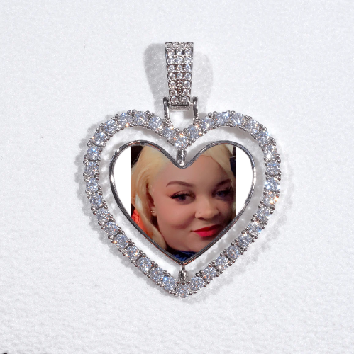 3D Spinning 2-Faced Heart Custom Picture Pendant