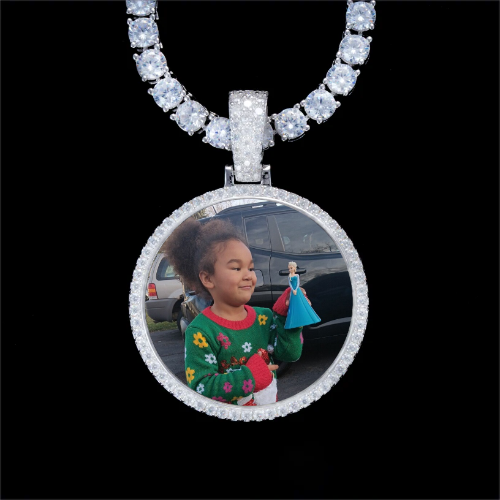 925S & VVS Moissanite 3D Circle Custom Picture Pendant