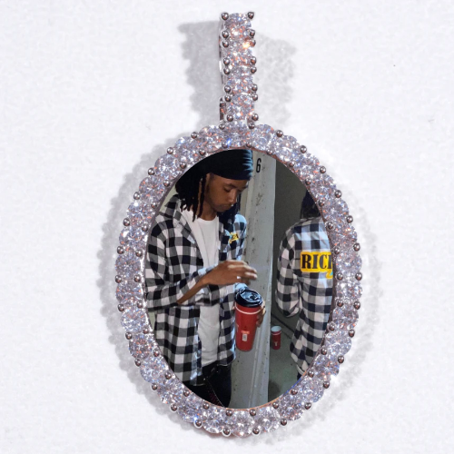 Large 3D Oval Custom Picture Pendant