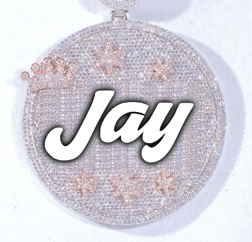 CUSTOM LETTER NECKLACE 3D BIG CROWN DISC