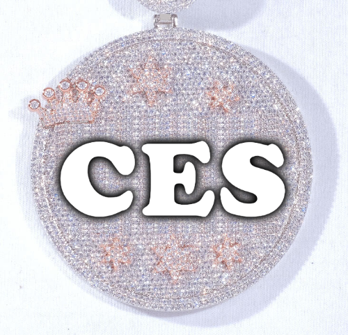CUSTOM LETTER NECKLACE 3D BIG CROWN DISC