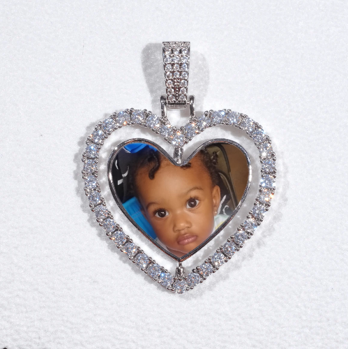 3D Spinning 2-Faced Heart Custom Picture Pendant