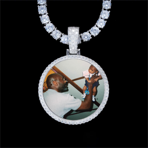 925S & VVS Moissanite 3D Circle Custom Picture Pendant