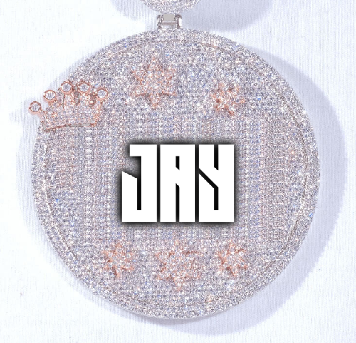 CUSTOM LETTER NECKLACE 3D BIG CROWN DISC