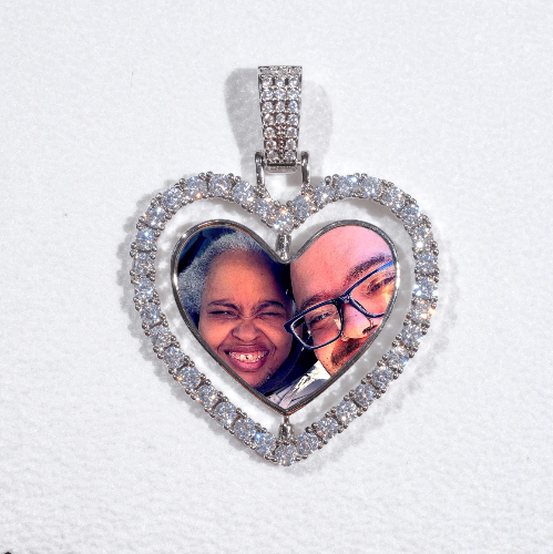 3D Spinning 2-Faced Heart Custom Picture Pendant