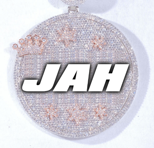CUSTOM LETTER NECKLACE 3D BIG CROWN DISC