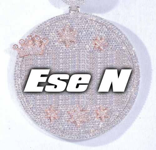 CUSTOM LETTER NECKLACE 3D BIG CROWN DISC
