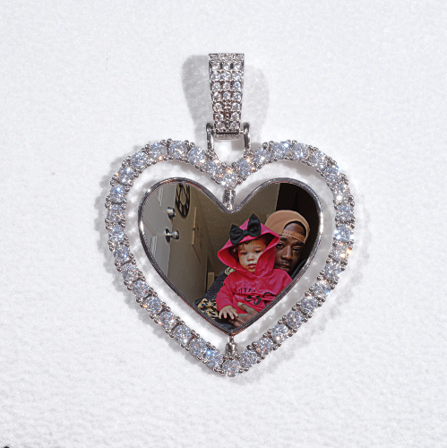 3D Spinning 2-Faced Heart Custom Picture Pendant