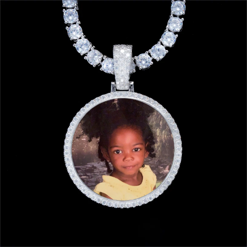 925S & VVS Moissanite 3D Circle Custom Picture Pendant