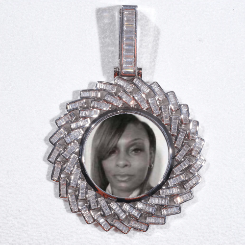 Large 3D Baguette Custom Picture Pendant