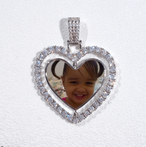 3D Spinning 2-Faced Heart Custom Picture Pendant