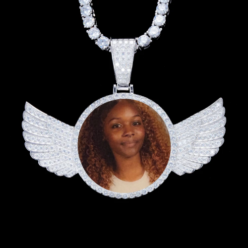 925S & VVS Moissanite 3D Wing Custom Picture Pendant