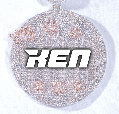 CUSTOM LETTER NECKLACE 3D BIG CROWN DISC