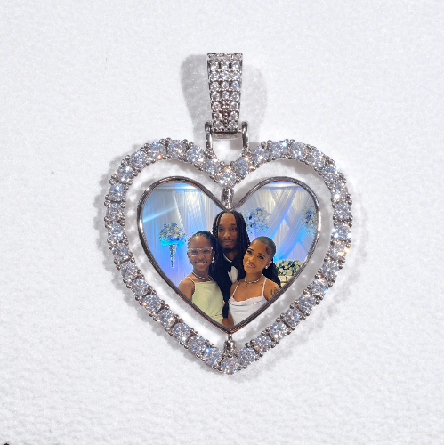 3D Spinning 2-Faced Heart Custom Picture Pendant