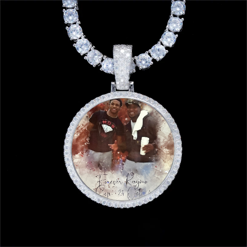 925S & VVS Moissanite 3D Circle Custom Picture Pendant