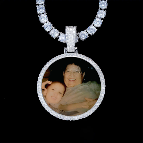 925S & VVS Moissanite 3D Circle Custom Picture Pendant