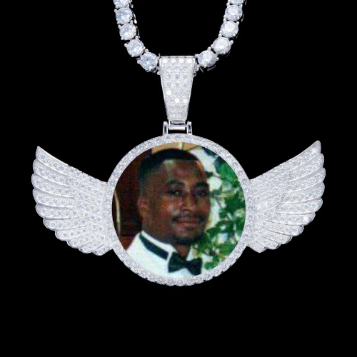 925S & VVS Moissanite 3D Wing Custom Picture Pendant