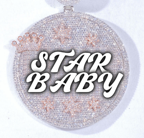 CUSTOM LETTER NECKLACE 3D BIG CROWN DISC