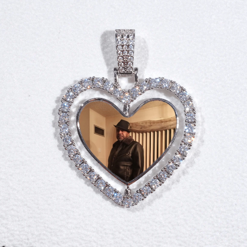 3D Spinning 2-Faced Heart Custom Picture Pendant