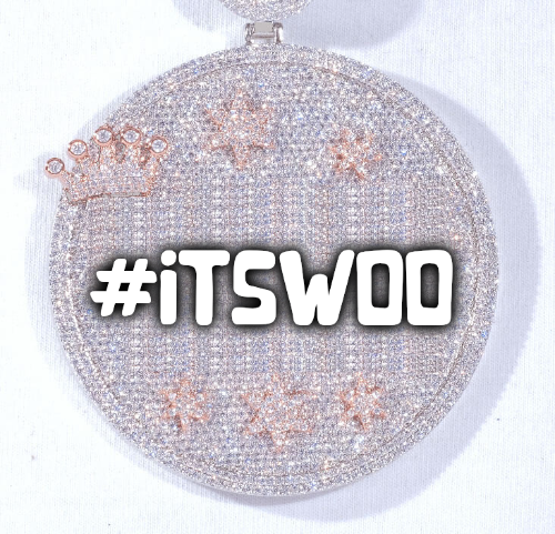 CUSTOM LETTER NECKLACE 3D BIG CROWN DISC