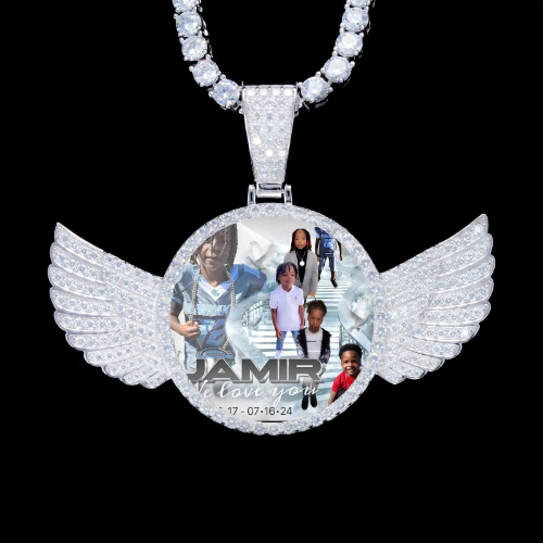 925S & VVS Moissanite 3D Wing Custom Picture Pendant